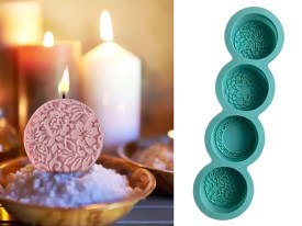 Molde silicona 4 jabones redondos labrados